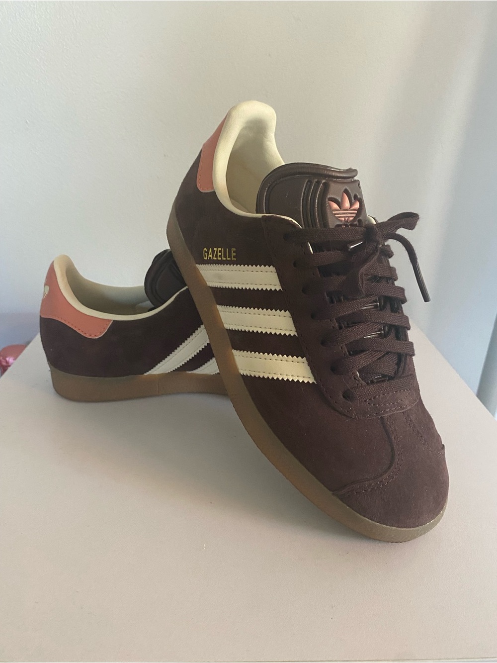 Unisex Adidas Suede Gazelles Brown and Salmon